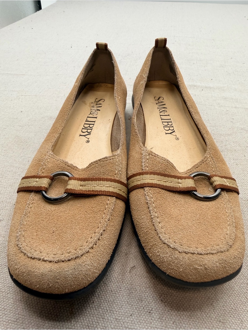 Sam & Libby Women's Tan Suede Slip-On Loafers